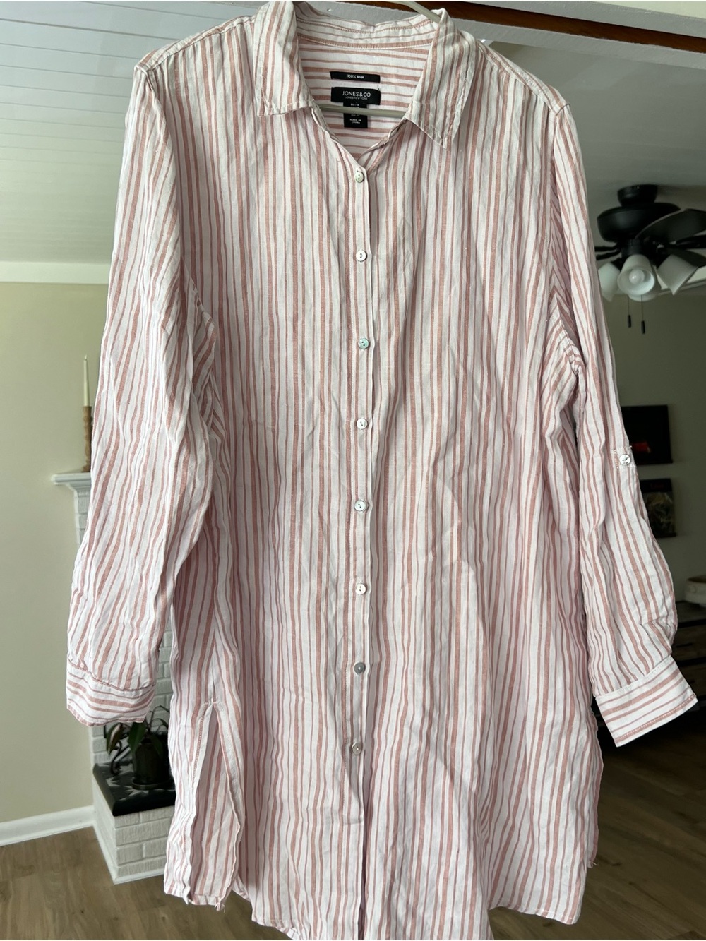 Jones New York linen button down striped shirt size 1X